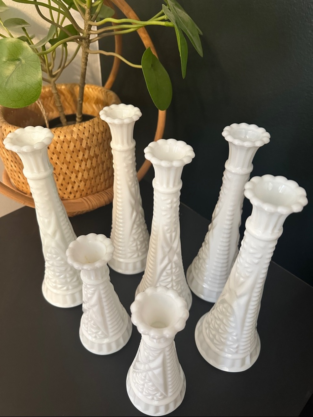 Milk glass bud vase bundle (7)